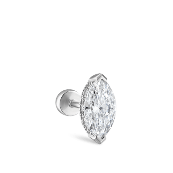 Marquise Diamond Threaded Stud Earring White Gold 8mm