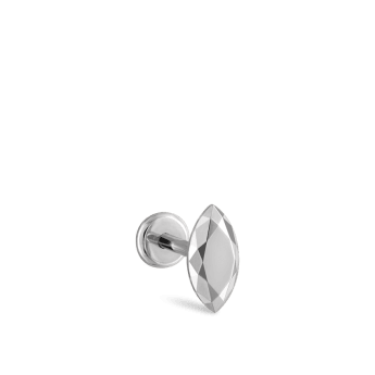 Faceted Gold Marquise Threaded Stud Earring White Gold 6.5mm