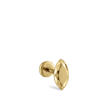 Faceted Gold Marquise Threaded Stud Earring Yellow Gold 6.5mm