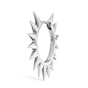 Metal Mohawk Hoop Earring White Gold 11mm
