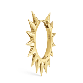 Metal Mohawk Hoop Earring Yellow Gold 11mm