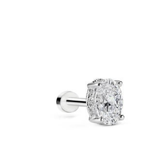 Oval Diamond Engraved Threaded Stud Earring