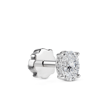 Oval Diamond Engraved Threaded Stud Earring