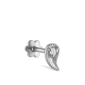 Diamond Paisley Threaded Stud Earring