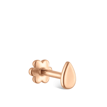 Plain Pear Shaped Threaded Stud Earring Rose Gold 4mm