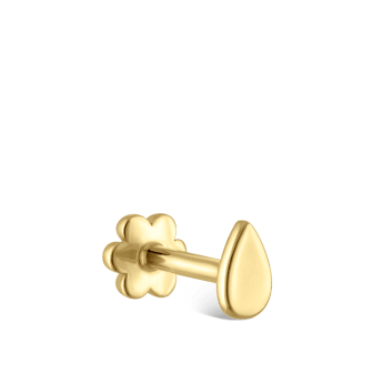 Plain Pear Shaped Threaded Stud Earring Yellow Gold 4mm