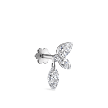 Marquise Pear Diamond Echo Threaded Stud Earring White Gold 10.5mm A Direction