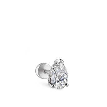 Pear Diamond Threaded Stud Earring, Diamond Back