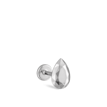 Faceted Gold Pear Threaded Stud Earring White Gold 6.5mm