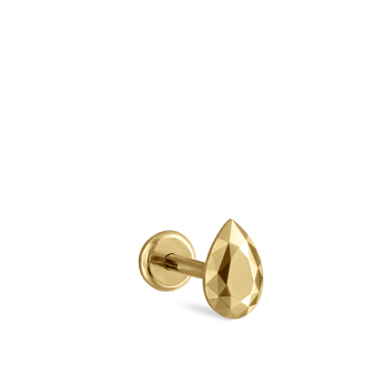 Faceted Gold Pear Threaded Stud Earring
