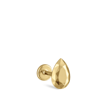 Faceted Gold Pear Threaded Stud Earring Yellow Gold 6.5mm