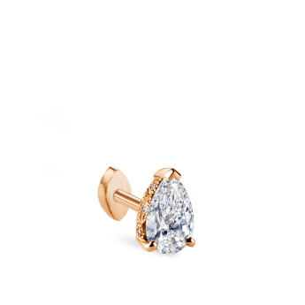 Pear Diamond Threaded Stud Earring, Marquise Diamond Back Rose Gold 6mm