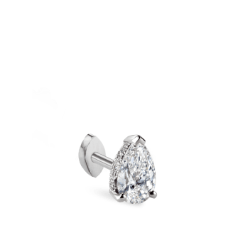 Pear Diamond Threaded Stud Earring, Marquise Diamond Back