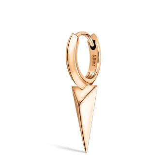 Faceted Single Long Spike Hoop Earring Rose Gold 6.5mm