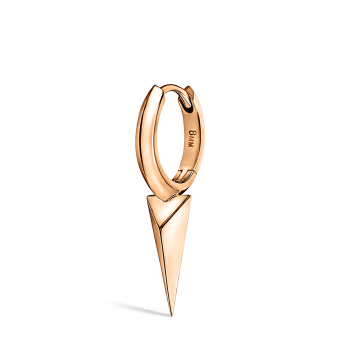 Faceted Single Long Spike Hoop Earring Rose Gold 8mm
