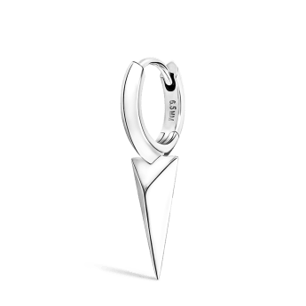 Faceted Single Long Spike Hoop Earring White Gold 6.5mm
