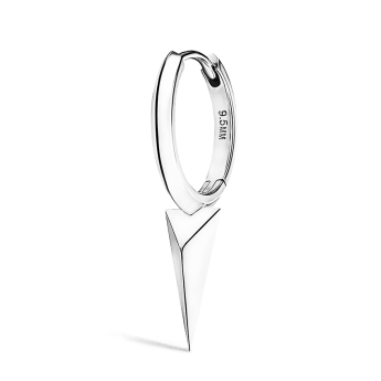 Faceted Single Long Spike Hoop Earring White Gold 9.5mm