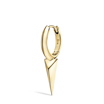 Faceted Single Long Spike Hoop Earring Yellow Gold 8mm