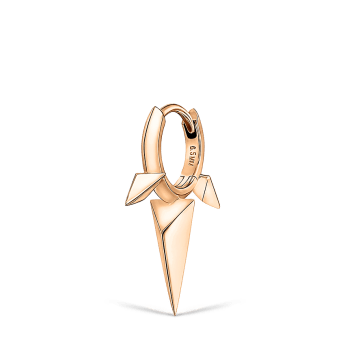 Faceted Triple Long Spike Hoop Earring Rose Gold 6.5mm
