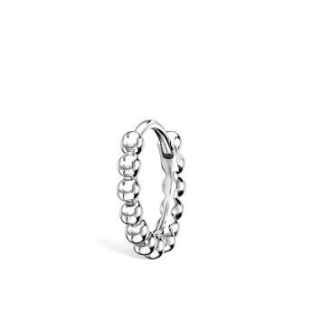Granulated Hoop Earring White Gold 8mm