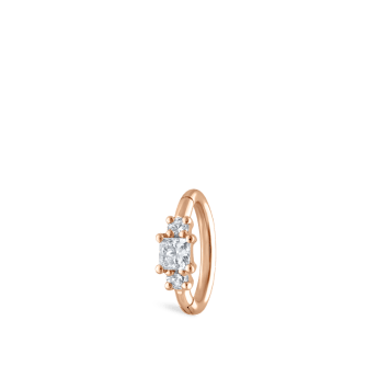 2mm Diamond Princess Hoop Earring Rose Gold 6.5mm