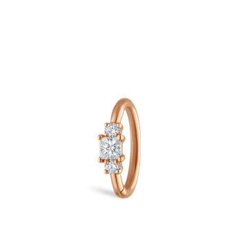 2mm Diamond Princess Hoop Earring Rose Gold 8mm