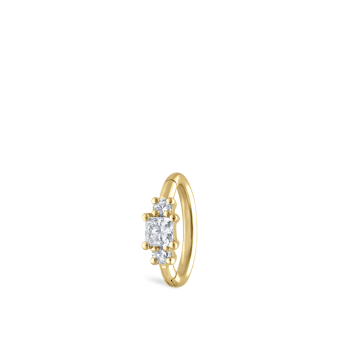 2mm Diamond Princess Hoop Earring Yellow Gold 6.5mm