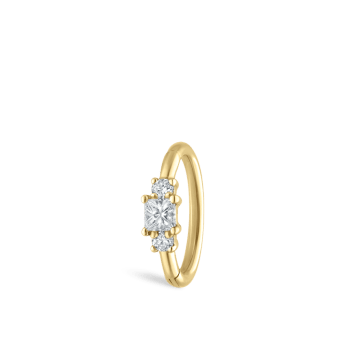 2mm Diamond Princess Hoop Earring Yellow Gold 8mm
