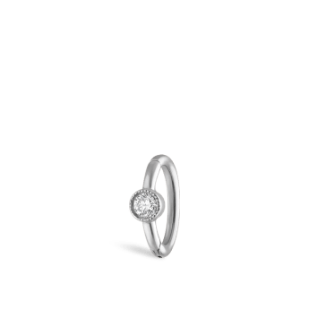 Scalloped Diamond Hoop Earring White Gold 6.5mm