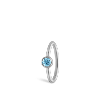 Scallop Set Light Blue Diamond Hoop Earring White Gold 8mm