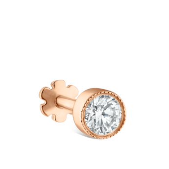 Scalloped Set Diamond Threaded Stud Earring Rose Gold 3mm