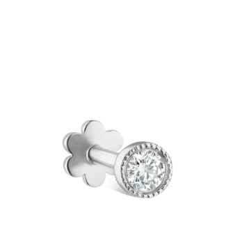 Scalloped Set Diamond Threaded Stud Earring White Gold 2mm