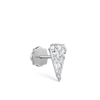 Low Profile Silhouette Diamond Threaded Stud Earring White Gold 8mm