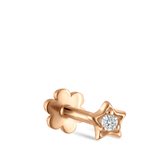 Diamond Solitaire Star Threaded Stud Earring Rose Gold 3mm