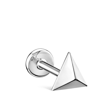 Faceted Triangle Threaded Stud Earring White Gold 7mm