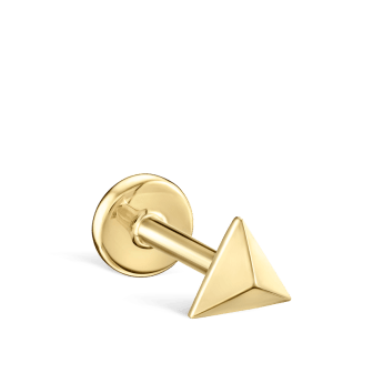 Faceted Triangle Threaded Stud Earring Yellow Gold 3.5mm