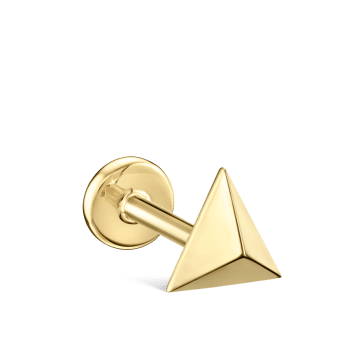 Faceted Triangle Threaded Stud Earring Yellow Gold 7mm