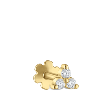 Diamond Trinity Threaded Stud Earring Yellow Gold 3mm