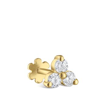 Diamond Trinity Threaded Stud Earring Yellow Gold 4.5mm