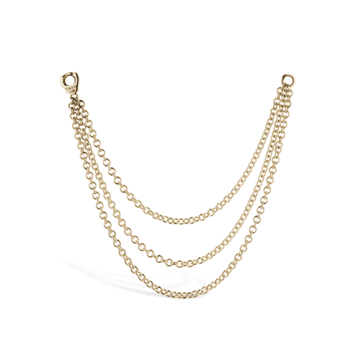Triple Chain Connecting Charm Yellow Gold 76 mm