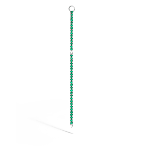 Diamond and Emerald Eternity Bar Charm White Gold 50mm