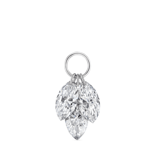 Floating Diamond Plume Charm White Gold 6.5mm
