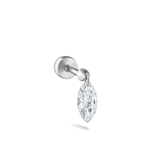 Floating Marquise Diamond Charm Threaded Stud Earring