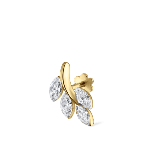 Diamond Vine Threaded Stud Earring Yellow Gold 10.5mm Right