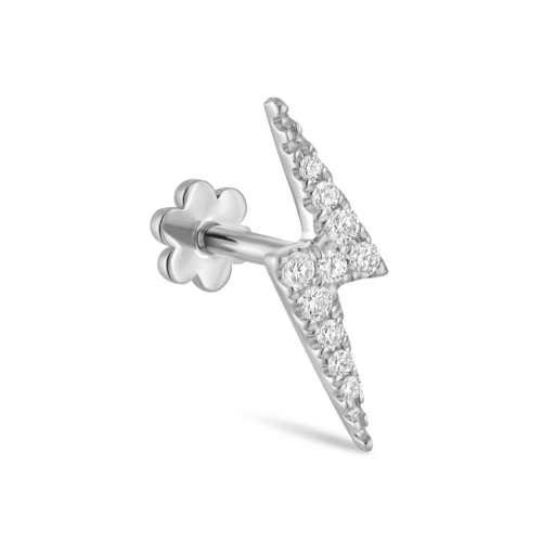 Diamond Lightning Bolt Threaded Stud Earring