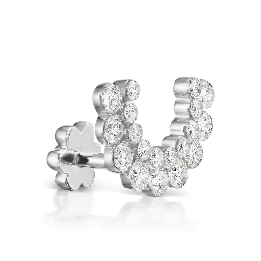 Demi Apsara Invisible Set Diamond Threaded Stud Earring White Gold 6.5mm