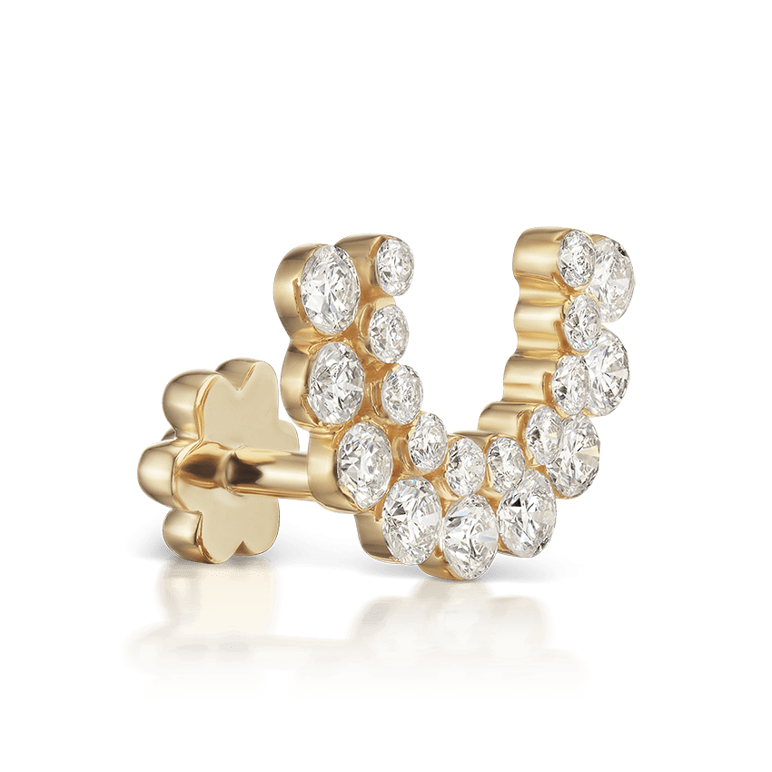 Demi Apsara Invisible Set Diamond Threaded Stud Earring Yellow Gold 6.5mm