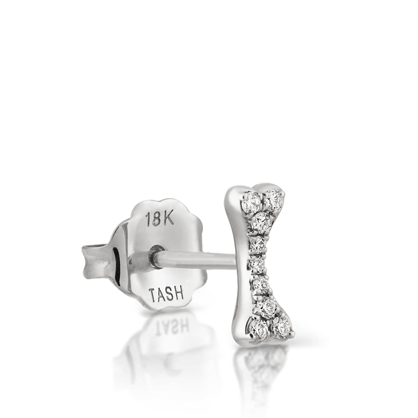 9mm Diamond Bone Stud Earring Black Gold Maria Tash