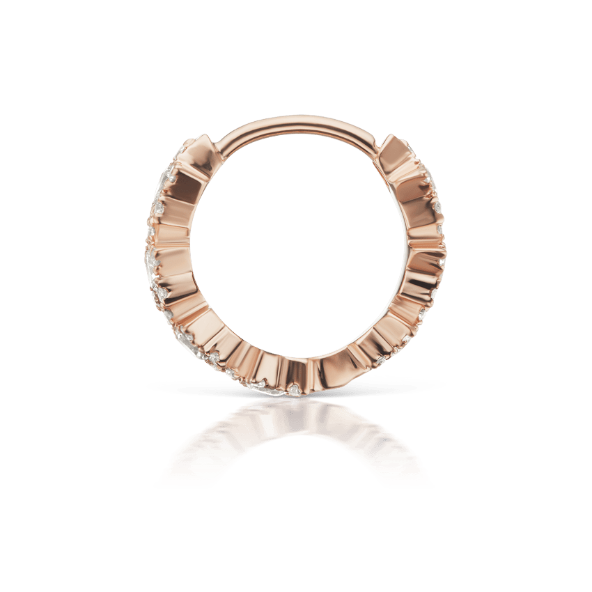 Diamond Constellation Eternity Hoop Earring Rose Gold 8mm