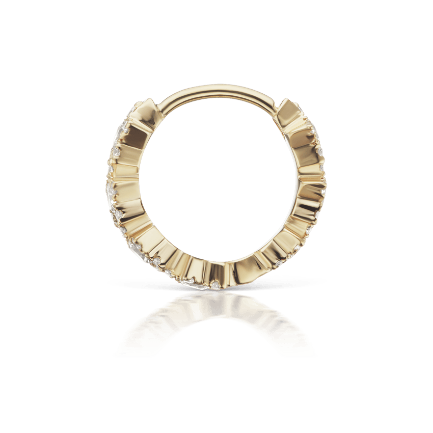 Diamond Constellation Eternity Hoop Earring Yellow Gold 8mm